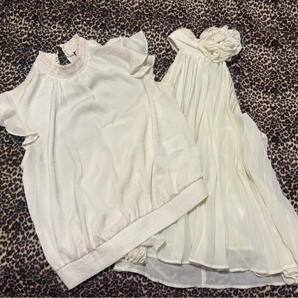 Two Small Gorgeous Express Off White Blouses